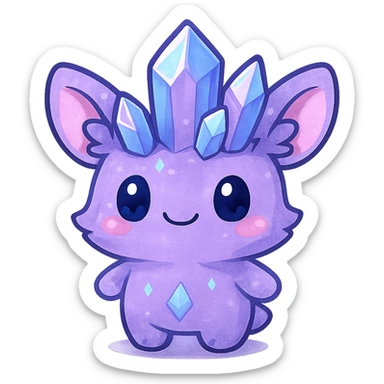 Add cute chibi-style ears to the crystal sprite creature. Keep the background transparent. The style should resemble a cute chibi character with clear, adorable ears, maintaining the original crystal sprite look. sticker