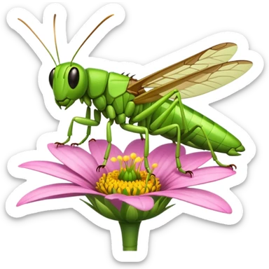 
grasshopper on flower sticker