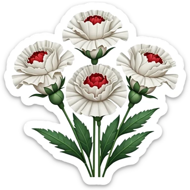 White Carnation flowers in line sticker
