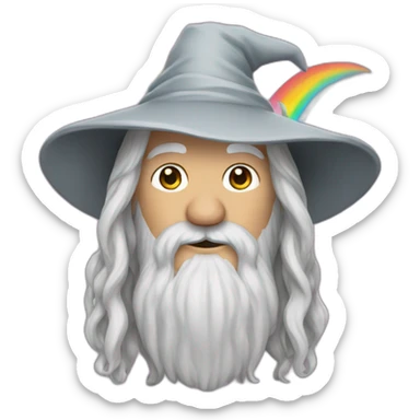 gandalf with rainbow colored beard sticker
