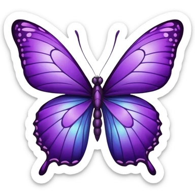 Purple butterfly with sharp ends on each wing sticker