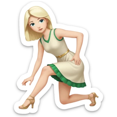 King, upright, black Hair, blue eyes, whole body, Woman, blonde Hair, Green eyes, bending knee, sleveless White Dress, sticker