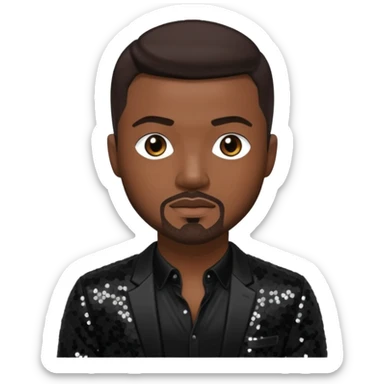 Ray J with dark brown hair, black sequin outfit sticker