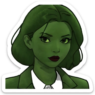 Sassy girl with dark lipstick, and dark hair, stylish clothes sticker