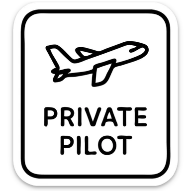 minimalist private pilot license with a small airplane icon and clean layout sticker