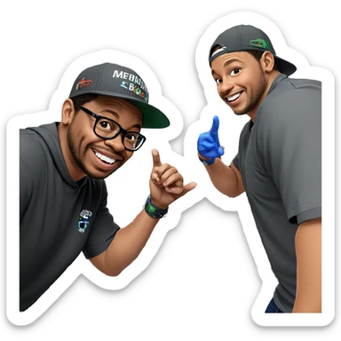 smiling boys indoors with hats sticker