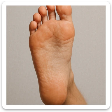 human foot seen from below, sole clearly visible, realistic style, anatomical details sticker