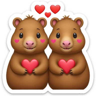 Capibaras amorosos con corazones sticker