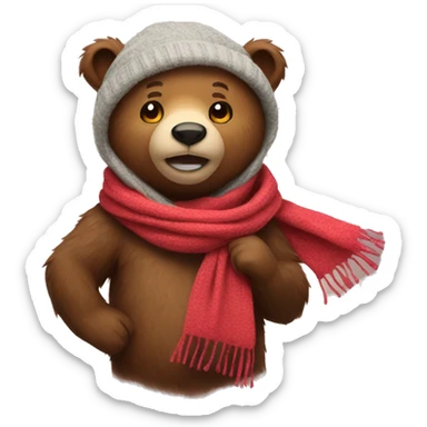 Bear with scarf sticker
