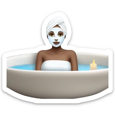 Lady with blue eyes white face mask spa beauty full face relaxing sticker