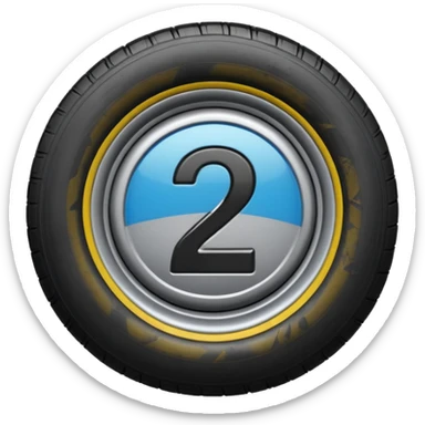 semi tire with the number 2 bright in the center of it sticker