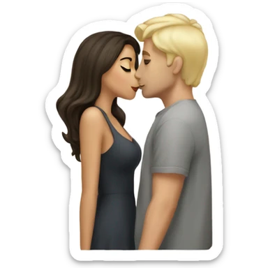 brunette girl kissing blonde man sticker