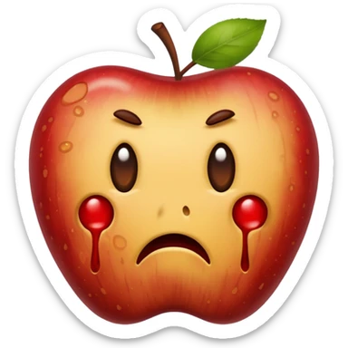Spoiled apple without face sticker