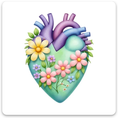 spring themed heart sticker