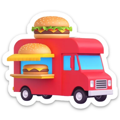 generate me a 3D hamburger food truck sticker