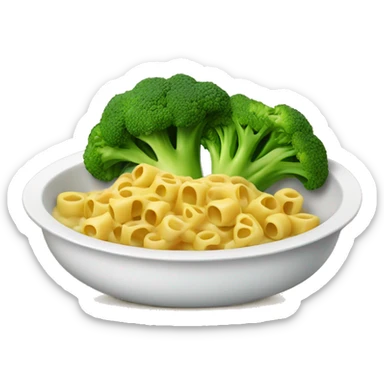 dish with macaroni and pieces of broccoli sticker