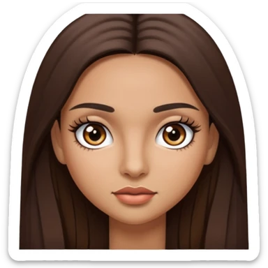 latina girl with straight long brown hair, dark dark brown eyes and lashes sticker