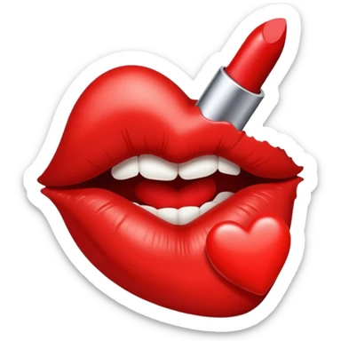red kiss print sticker