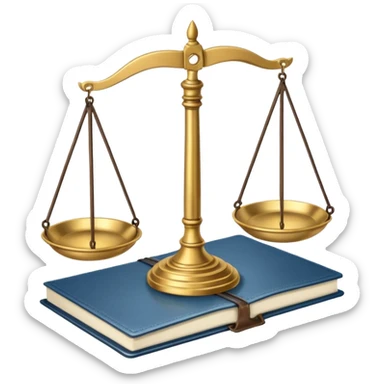 scales of justice with a notebook sticker