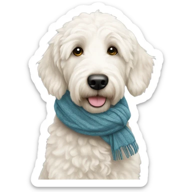 White Goldendoodle with scarf  sticker
