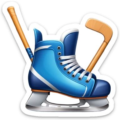 Please, make An icon featuring The background shows a packed stadium with cheering fans, bright arena lights, and an icy rink and close-up shots of key hockey equipment: a hockey stick, puck, and skates. Transparent background highlights the essentials of the game and the thrill of the sport. sticker