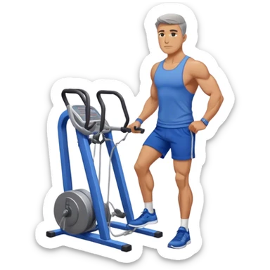 standing fit man with blue shorts cable-machine-exercise sticker