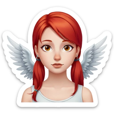 make a girl with red straight hair and a wing nose piercing sticker