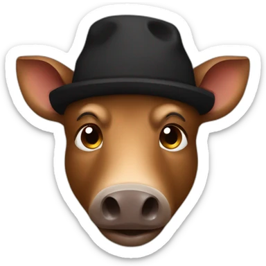 fullface brown boar tired of life with a black winter hat sticker