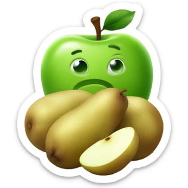 green apple and a pile of potatoes sticker