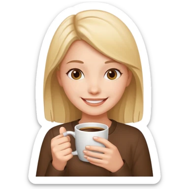 smiling girl with coffee mug sticker