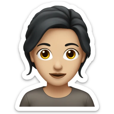 White woman with long black hair and brown eyes sticker