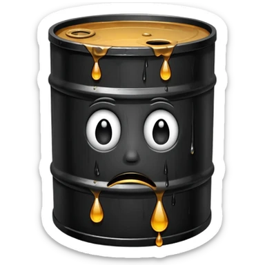 crying oil barrel (use the default tear drops and oil barrel emoji to create it) sticker