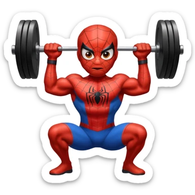 emoji de spiderman haciendo pesas sticker