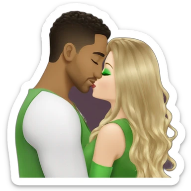 kiss-kiss romeo santos and girl green eyes and very long dark blond hair sticker