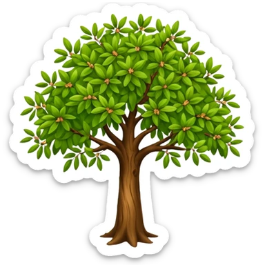 big almond tree with almost green leaves sticker