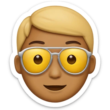 Cool emoji with shades and a handless arm hanging from his chin with a spherical object on either side sticker