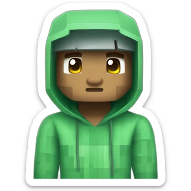 green hoodie Minecraft skin , illustration  sticker