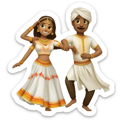 dance garba in white dress male & female sticker
