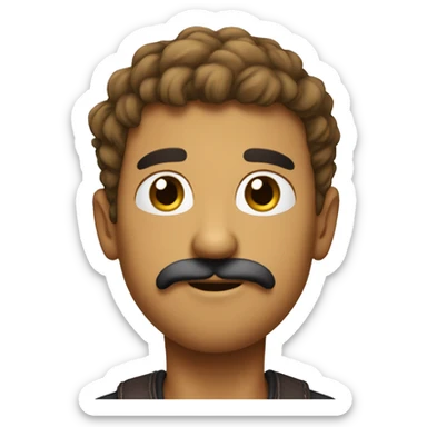 create a emoji who has a short ustache unerneth his nose and as long as his under nose he has sticker
