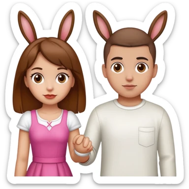 bad bunny singer and a girl with brown hair holding hands sticker