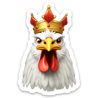 angry rooster having a crown on his head sticker