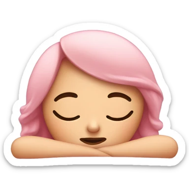 Sleepy girl in pink sticker