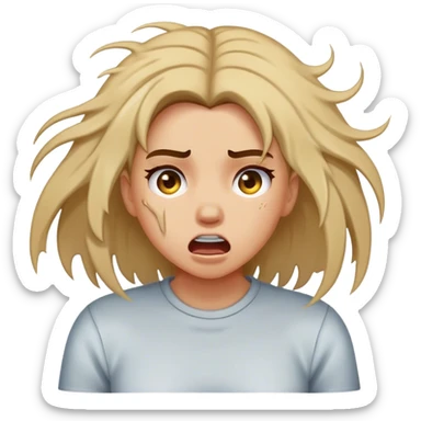 girl ripping hair out sticker