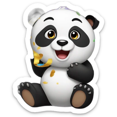 Panda celebrando con confeti sticker