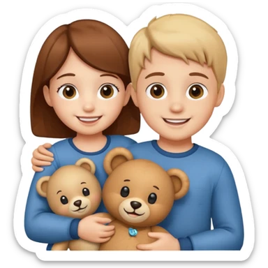 kids with teddy bear sticker