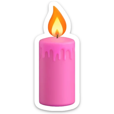 Draw a pink candle with a flame on it at an angle of 15 degrees from the vertical. sticker