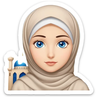 Turkish beautiful finish Konya girl blue eyes with hijab dress and ramadan background  sticker