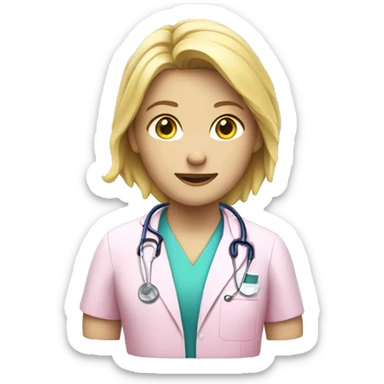 Blond doctor with pink scrub sticker