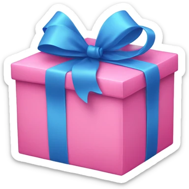 Pink gift with blue bow sticker
