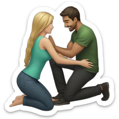 Man on knees facing woman sticker
